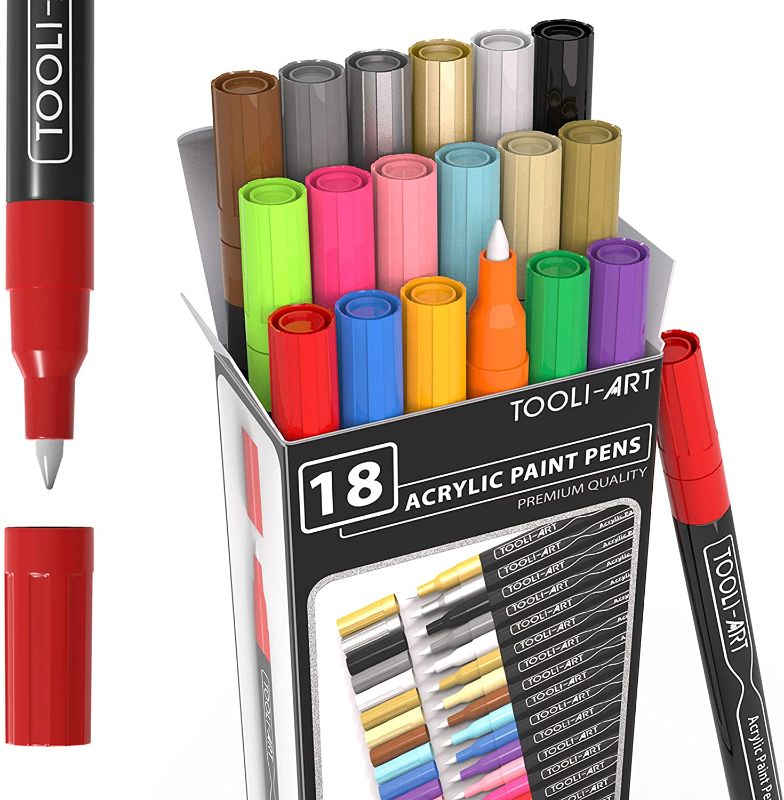 Photo 1 of ** SETS OF 3 **
Acrylic Paint Markers Paint Pens Assorted Vibrant Markers for Rock Painting, Canvas, Glass, Mugs, Wood, Ceramic, Fabric, Metal, Ceramics, Scrapbooking. Non Toxic, Quick Dry, Multi-Surface, Lightfast (18, ESSENTIALS, EXTRA-FINE)
