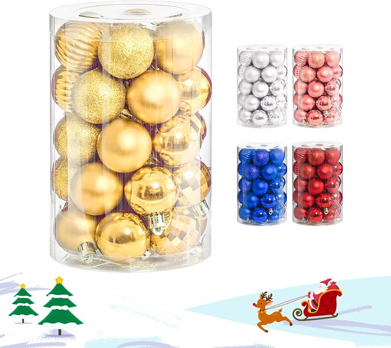 Photo 1 of ** ONLY THE GOLD CHRISTMAS BALL **
Christmas Balls Ornaments, Xmas Tree Decorations, Shatterproof Christmas Tree Balls, Xmas Tree Hanging Balls for Holiday Party, 34ct Assorted Baubles Colored Christmas Balls (Gold, 1.57"(4 cm), 34ct)
