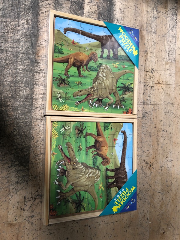 Photo 2 of ** SETS OF 2 **
LENNYSTONE Wooden Jigsaw Dinosaur Puzzles for Kids - Toddler Puzzles 147 Pieces Preschool Educational Learning Toys Set for 3 4 5 Years Old Boys and Girls (Double-Sided Puzzles)
