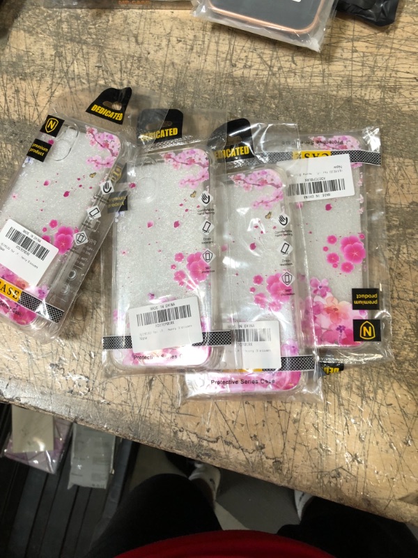 Photo 2 of **BUNDLE OF IPHONE 13 CASES** **PACK OF 4** HUIYCUU for iPhone 13 Case for Women Girls 6.1", Shockproof Anti-Slip Cute Flower Print Clear with Design Floral Pattern Slim Crystal Soft Bumper Cover Case Compatible with iPhone 13, Cherry Blossoms
