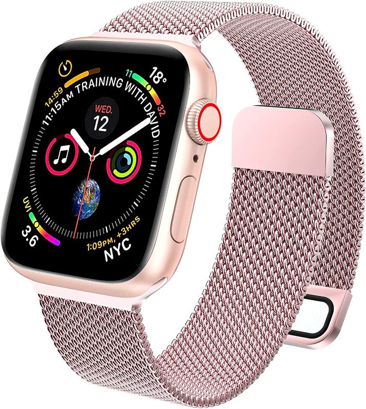 Photo 1 of EPULY Compatible with Apple Watch Band 45mm 44mm 42mm 41mm 40mm 38mm,Stainless Steel Men and Women Mesh Strap Replacement Band for iWatch Series 7 SE 6 5 4 3 2 1. - 3 PACK 
