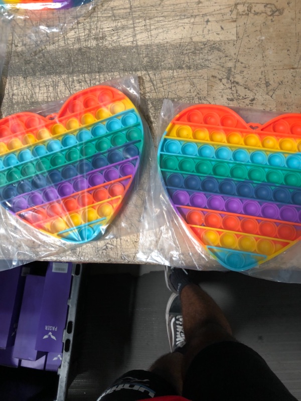 Photo 2 of **BUNDLE OF 2**Genovega Toy for Kids Teens,Jumbo Huge Large Mega Big Press Pop Poppop Poop Popper Po it Sensory Austim Anxiety ADHD Stress Relief Game Prizes Pinata Stuffers Heart Shaped Rainbow
