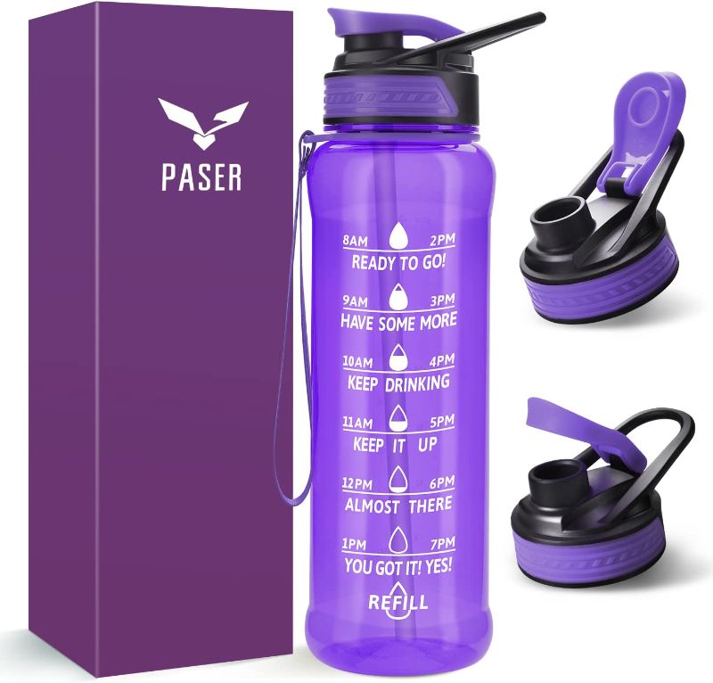 Photo 1 of **BUNDLE OF 3** PASER 24/32 oz Motivational Water Bottle with Time to Drink, Removable Straw & Time Marker, Tritan BPA-Free, Flip Lid Fast Flow & Leak Proof Water Jug for School, Office, Fitness, Outdoor Sports…
