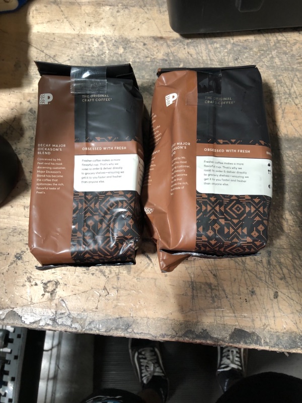 Photo 3 of **BUNDLE OF 2** EXPRIES JULY 4TH 2022 Peet's Coffee, Dark Roast Decaffeinated Ground Coffee - Decaf Major Dickason's Blend 10.5 Ounce Bag, Packaging May Vary
