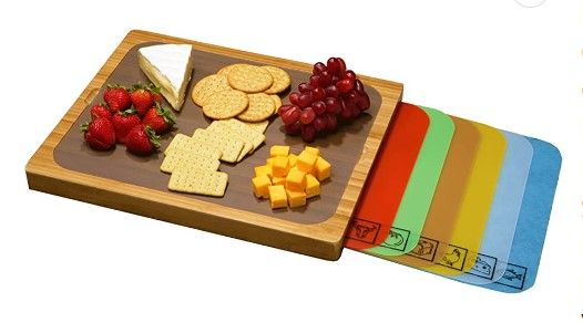 Photo 1 of ***DAMAGED***
Seville Classics Bamboo Wood Cutting Board 7 Color-Coded Flexible Mats