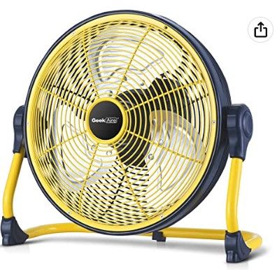 Photo 1 of Geek Aire Fan, Battery Operated Floor Fan, Rechargeable Powered High Velocity Portable Fan with Metal Blade, Built-in Durable Battery Run for Whole Day Time, for Camping Travel Hurricane, 12 Inch