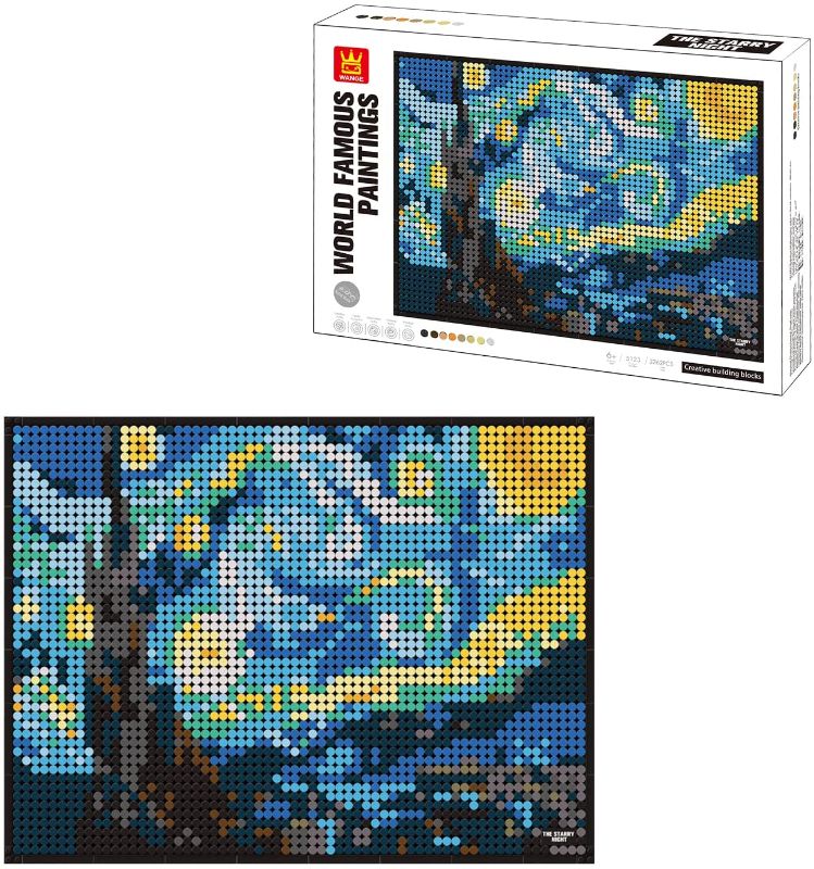 Photo 1 of WANGE The Starry Night World Famous Paintings Creative Wall Art Crafts Building Blocks Kit Excellent Gift for Adult New 2021 (3262 Pieces)