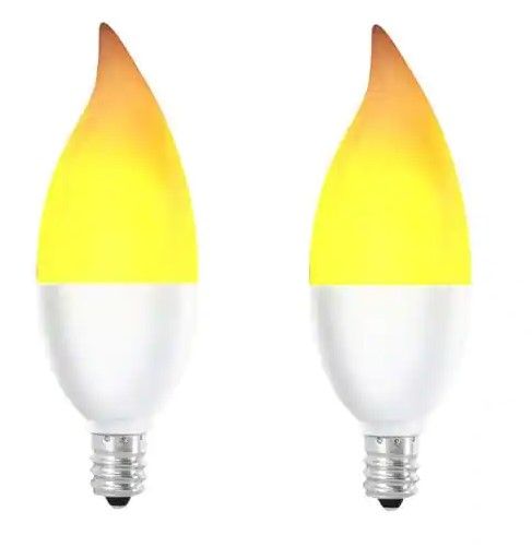 Photo 1 of Feit Electric
2-Watt Equivalent CA10 Flame Design Candelabra Base LED Light Bulb (2-Pack)