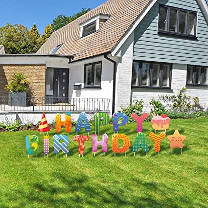 Photo 1 of 16PCS Happy birthday Yard Signs With Stakes, Colorful Birthday Signs For Yard Waterproof Weather-Resistant Reusable Birthday Lawn Signs Decorations Perfect Happy Birthday Lawn Signs With Stakes
