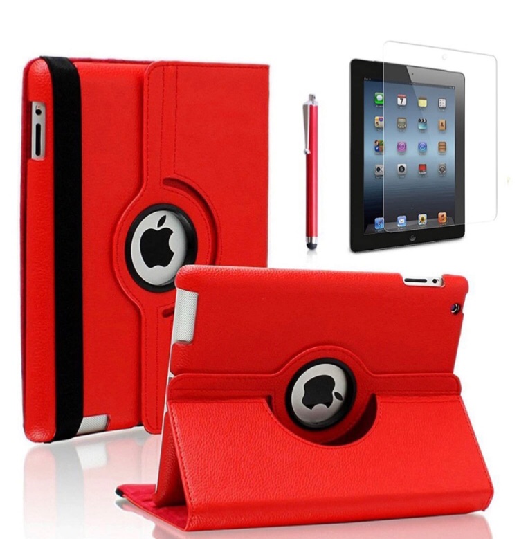 Photo 1 of iPad Pro 12.9 Case- Zeox iPad Pro 12.9 Cover 360 Degree Rotating Stand Case PU Leather Smart Protective Shockproof Auto Sleep/Wake for Apple iPad Pro 12.9" (2015 Model) Screen Protector, Red