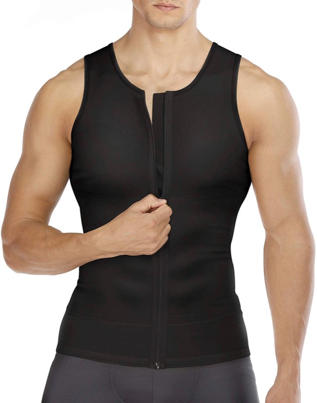 Photo 1 of Wonderience Compression Shirts for Men Undershirts Slimming Body Shaper Waist Trainer Tank Top Vest with Zipper