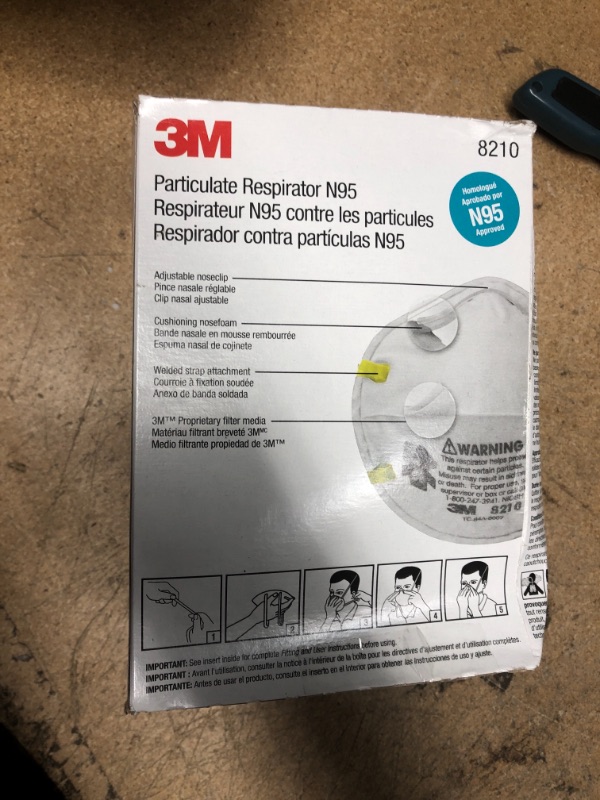 Photo 2 of 3M Personal Protective Equipment 8210 Particulate Respirator, N95, Pack of 20 Disposable Respirator, Two-Strap Cup Style Design, Lightweight with Cushioning Nose Foam, NIOSH Approved
