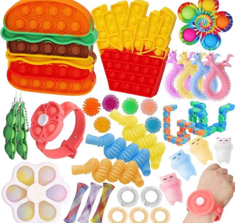 Photo 1 of Fidget Toy Pack Push Bubble Fidgets Popper Popit Poppet Figetget Toys Set Its Simple Dimple Sensory Toys, Stress Relief Handheld Toy Package Box Kit Gift for Autistic ADHD Kids Girls Adults 34 Packs