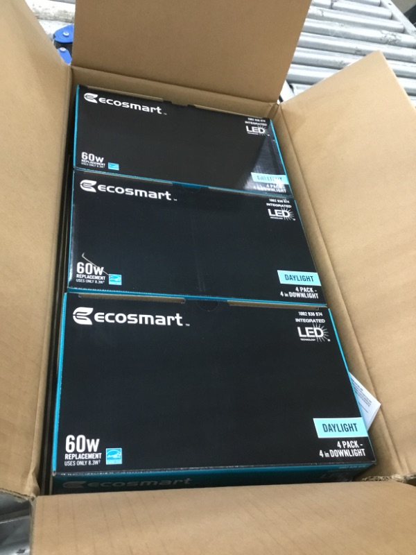 Photo 1 of EcoSmart 4 in. White Integrated LED Recessed Trim DL (4-Pack) 3 sets 