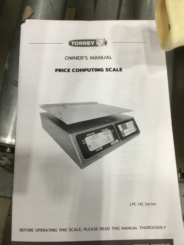 Photo 6 of TORREY LPC40L Electronic Price Computing Scale, Rechargeable Battery, Stainless Steel Construction, 100 Memories, 8 Direct Access Keys , 40 lb *nonfunctional*