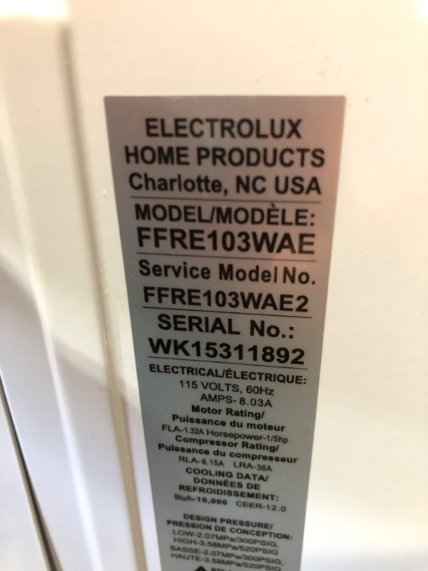 Photo 3 of Frigidaire Window-Mounted Room Air Conditioner, 10,000 BTU, in White**** nonfunctional does not power on Parts Only***