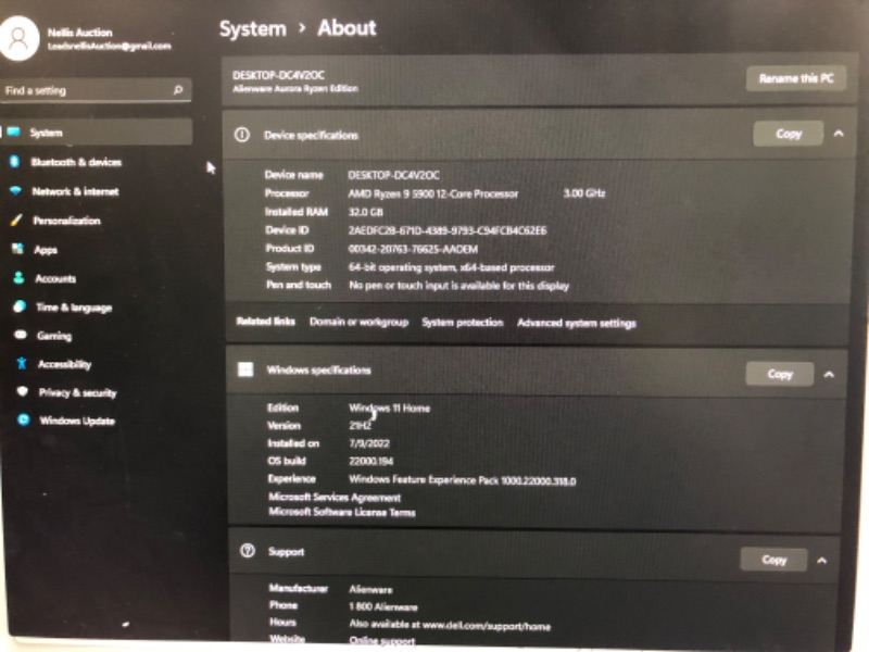 Photo 1 of Alienware Aurora R10 Gaming Desktop Computer - AMD Ryzen 7 5800 Octa-core [8 Core] 3.40 GHz - 16 GB RAM DDR4 SDRAM - 512 GB SSD - Tower