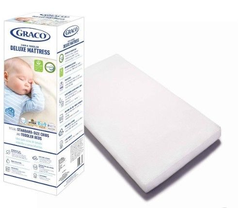 Photo 1 of Graco Deluxe Foam Crib and Toddler Mattress, GREENGUARD Gold Certified 52" x 28"

