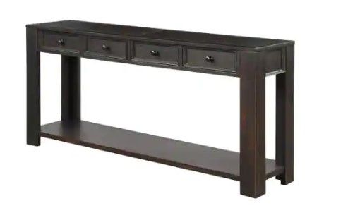 Photo 1 of ***MISSING PARTS/SLIGHTLY DAMAGED***
64in.Black Standard Rectangle Wood Console Table with Storage Drawers and Bottom Shelf
