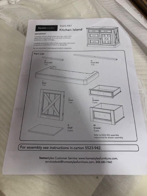 Photo 5 of **INCOMPLETE BOX 1 OF 3 ONLY**Homestyles Seaside Lodge White Kitchen Island by Home Styles
