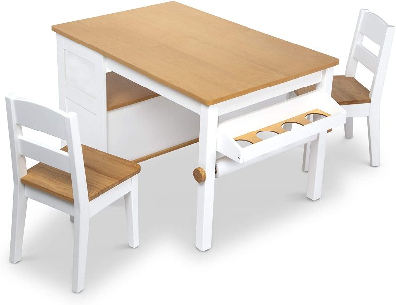 Photo 1 of **PARTS ONLY**Melissa & Doug Wooden Art Table & Chairs Set , White
