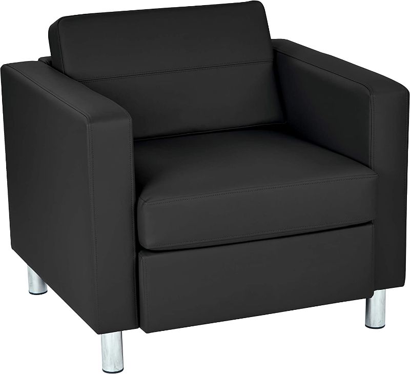 Photo 1 of  Armchair with Padded Box Spring Seats and Silver Metal Legs, 
