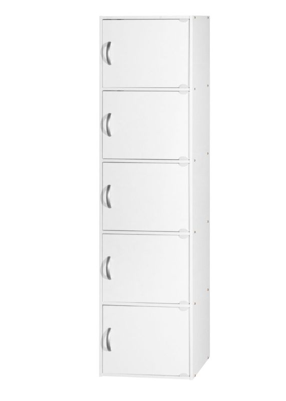 Photo 1 of ***DAMAGED***
Hodedah 5 Shelf 5 Door Multi-Purpose Wooden Bookcase in White
