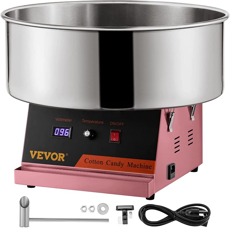 Photo 1 of **DAMAGED ** MISSING PARTS** VEVOR Electric Cotton Candy Machine, 19.7-inch Cotton Candy Maker, 1050W Candy Floss Maker, Blue Commercial Cotton Candy Machine with Stainless Steel Bowl...
