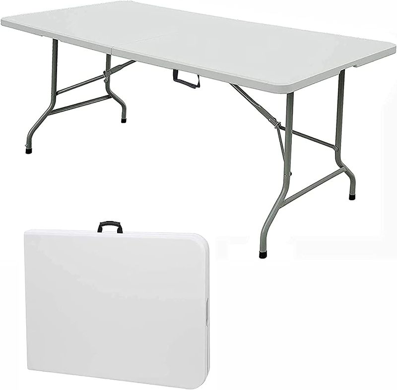 Photo 1 of ***DAMAGED** NON FUNCTIONAL* Tiktun 6Ft Folding Table, White
