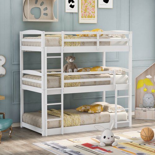 Photo 1 of ***INCOMPLETE BOX 2 OUT OF 2**2 LEVELS ONLY* MISSING PARTS* Twin Triple Bunk Bed?For Families With Multiple Members Or Guests Who Spend The Night Spontaneously,White
