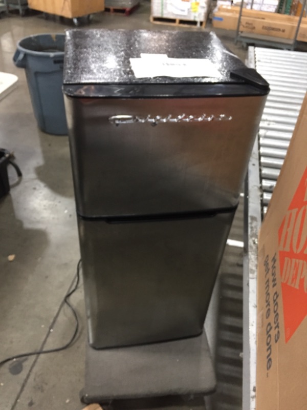 Photo 1 of Frigidaire 4.5 Cu Ft2 Door Compact Fridge-Chrome Trim EFR451 Platinum
