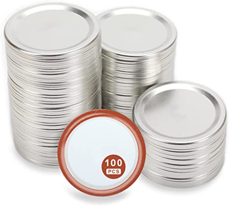 Photo 1 of 120Pcs Regular Mouth Canning Lids for Ball Kerr Jars, Mason Jar Lids with Silicone Seals Rings, Split-Type Metal Canning Lids Leak Proof, Food Grade Material
