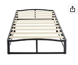 Photo 1 of Amazon Basics 6" Modern Metal Platform Bed with Wood Slat Support - Mattress Foundation - No Box Spring Needed, Twin Black 
