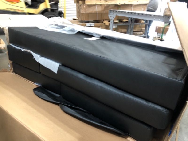 Photo 1 of **MISSING LEGS** Modern Bonded Leather Sectional Sofa - Small Space Configurable Couch - Black 51"D x 76"W x 34"H
