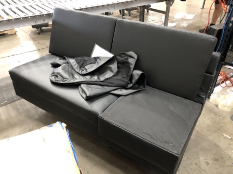 Photo 5 of **MISSING LEGS** Modern Bonded Leather Sectional Sofa - Small Space Configurable Couch - Black 51"D x 76"W x 34"H
