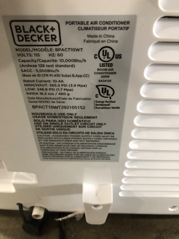 Photo 4 of BLACK+DECKER 10,000 BTU Portable Air Conditioner with Remote Control, White

- blows ice cold 