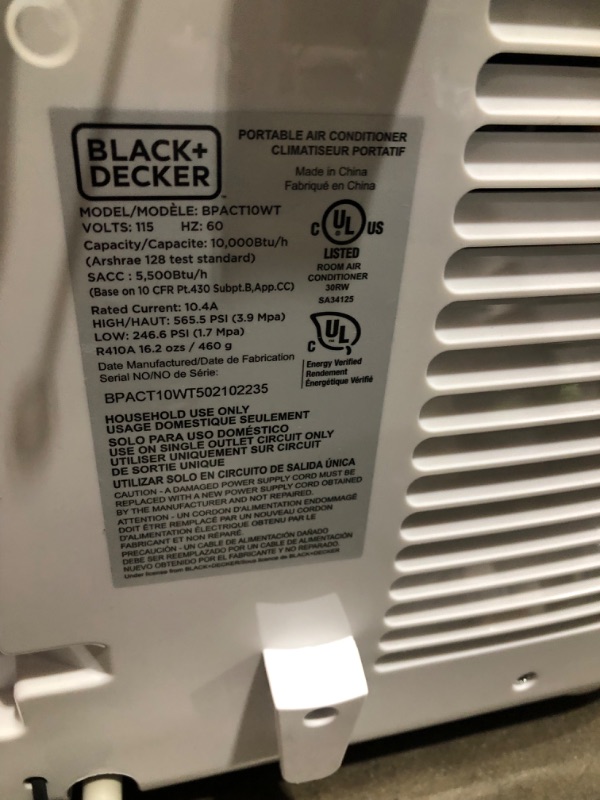 Photo 6 of BLACK+DECKER 10,000 BTU Portable Air Conditioner with Remote Control, White

- cracked window accessory
