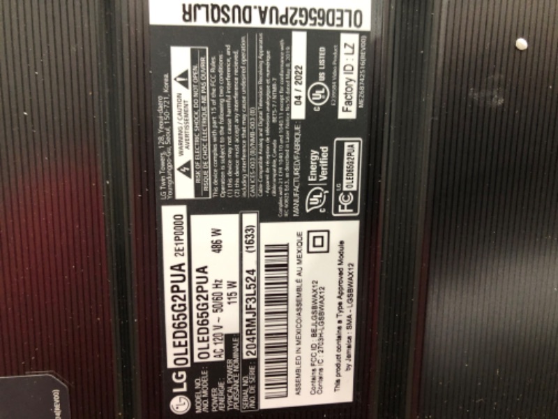 Photo 4 of ****NON FUNCTIONAL DOES NOT POWER ON PARTS ONLY***NO FEUNDS OR RETURNS***LG 65-inch Class OLED evo G2 Series 4K Smart TV with Alexa Built-in OLED65G2PUA & LG S90QY 5.1.3ch Sound bar w/Center Up-Firing, Dolby Atmos DTS:X, Works w/Alexa, Hi-Res Audio, IMAX 