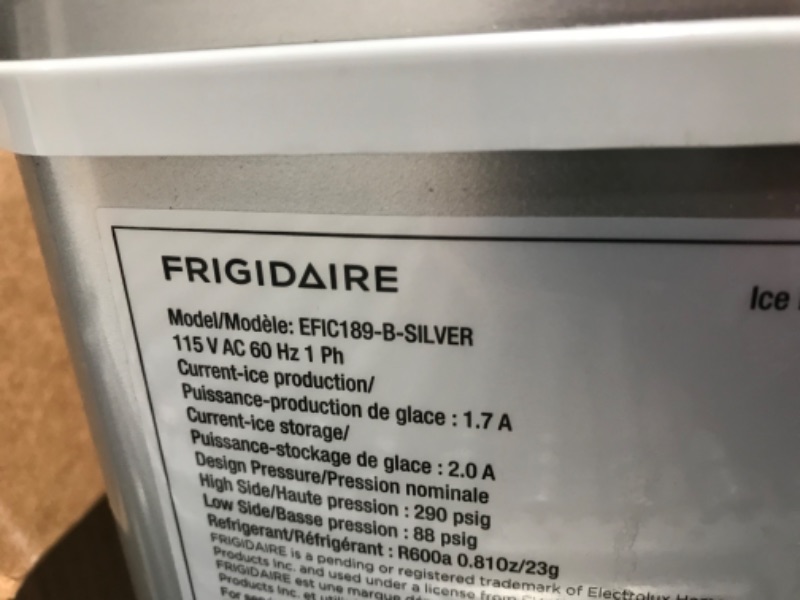 Photo 4 of ***PARTS ONLY*** 
FRIGIDAIRE EFIC189-Silver Compact Ice Maker, 26 lb per Day, Silver (Packaging May Vary)
