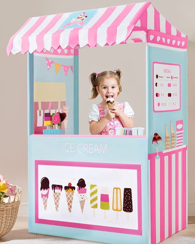 Photo 1 of (Incomplete - Parts Only) Ice Cream Cart - Portable Play Store and 3 Pretend Food- 49 Inches Tall- Colorful Kids Business Cart for Child Development and Learning- Children Playhouse Indoor & Outdoor
