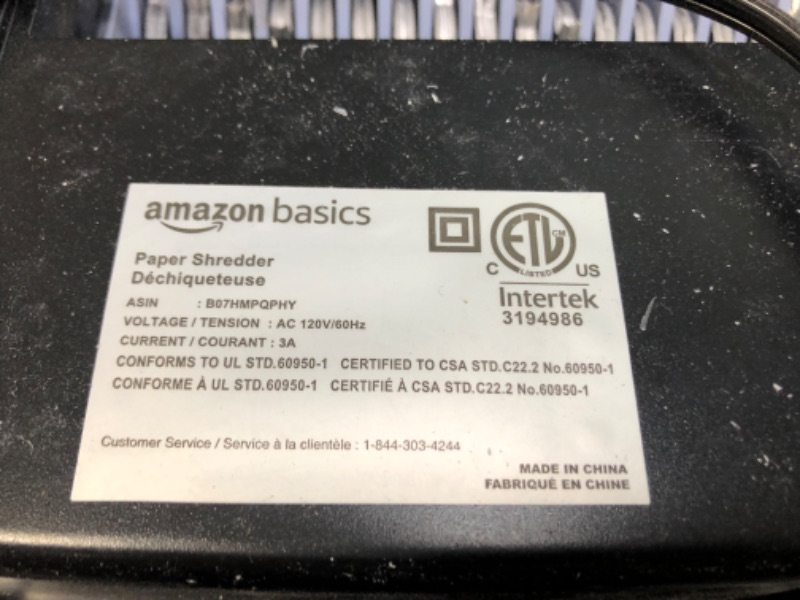 Photo 3 of (Used) Amazon Basics 12-Sheet Cross-Cut Paper and Credit Card Home Office Shredder
