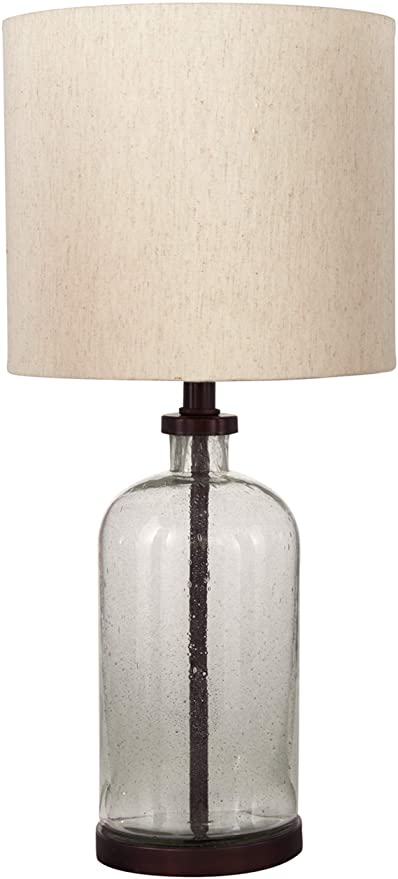 Photo 1 of Signature Design by Ashley Bandile Modern Farmhouse 22.5" Seeded Glass Table Lamp, Bronze
