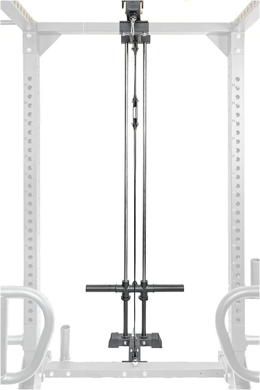 Photo 1 of **Missing Parts** HulkFit Elite Series Power Cage LAT Pulldown Attachment Accessory - Straight Bar, Handlebar, & Cable Pulley System
