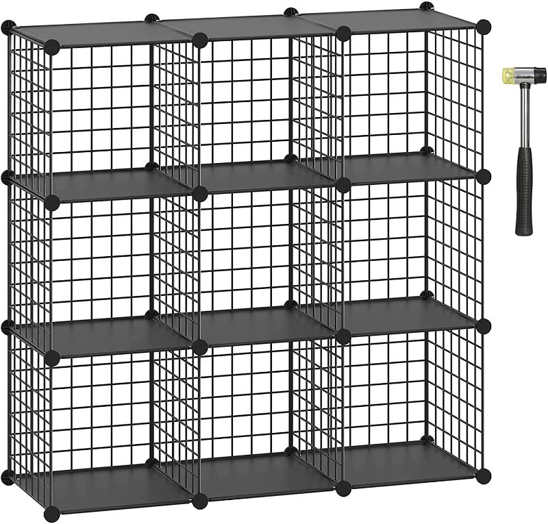 Photo 1 of **MISSING PARTS** HUBSON Wire Cube Storage Organizer, Book/Toy/Craft/Potted Plants and petCloset Organizers and Storage Shelves?Freely Combinable Met (Black Plus Iron, 9 Cubes)
