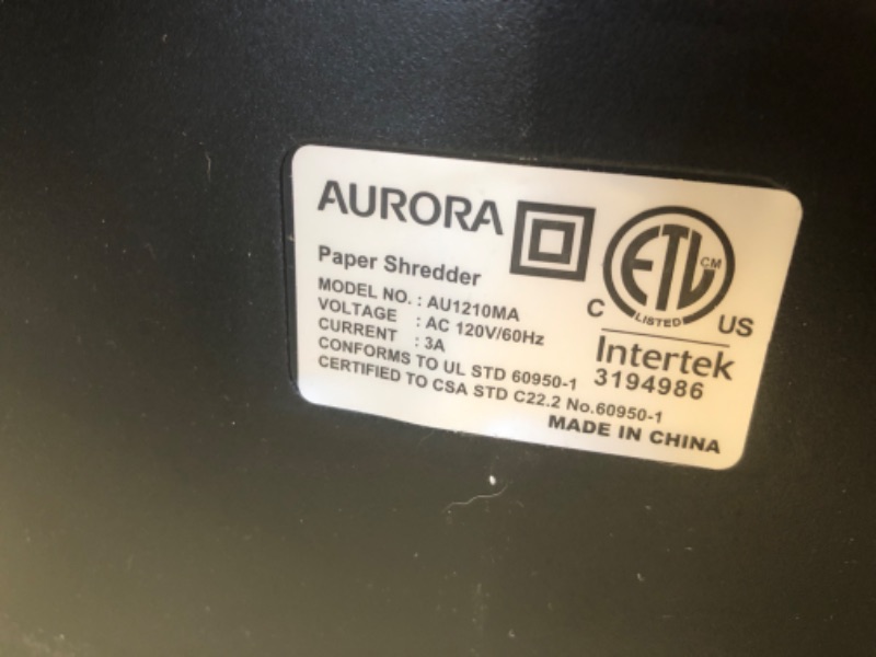 Photo 5 of **MINOR WARE** Aurora AU1210MA Professional Grade High Security 12-Sheet Micro-Cut Paper/ CD and Credit Card/ 60 Minutes Continuous Run Time Shredder
