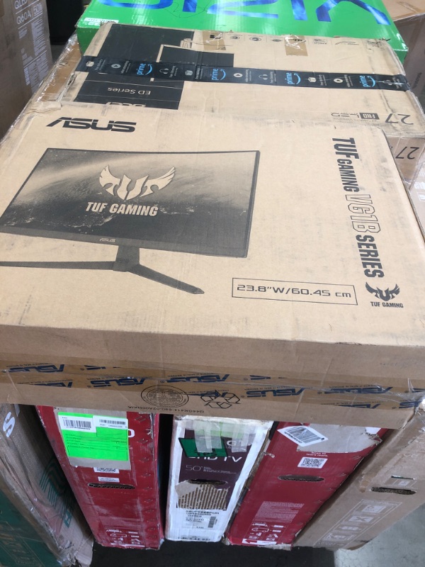 Photo 1 of MIXED PALLET OF DAMAGED TVS**NO REFUNDS**MIXED SIZES**