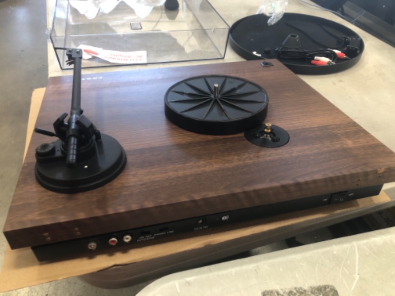 Photo 4 of **DAMAGED**UNABLE TO TEST* MISSING PARTS* Crosley C6B-WA Belt-Drive Bluetooth Turntable with Built-in Preamp and Adjustable Tone Arm, Walnut
