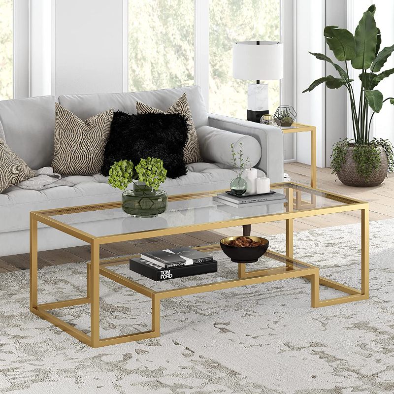 Photo 1 of **MINOR DAMAGE*8 Athena 54'' Wide Rectangular Coffee Table in Brass
