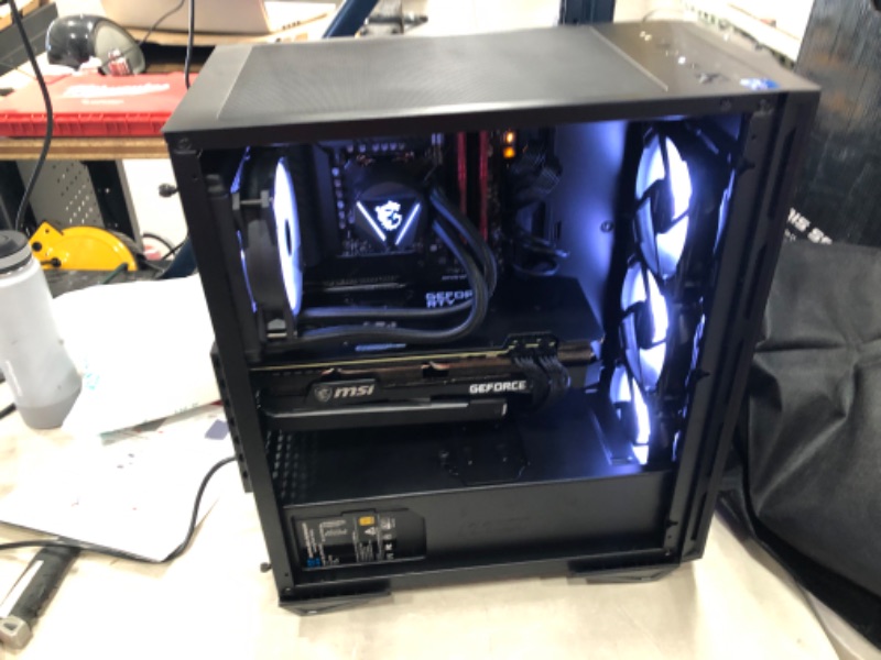 Photo 2 of powers on did not display anything needs professional repair 

MSI Aegis RS Gaming Desktop PC, Intel Core i7-12700KF, GeForce RTX 3080 ventus Ti, 16GB Memory (Dual-CHL), 1TB NVMe SSD, WiFi 6E, Liquid Cooling, USB Type-C, Win 11 Home, Keyboard and Mouse (1