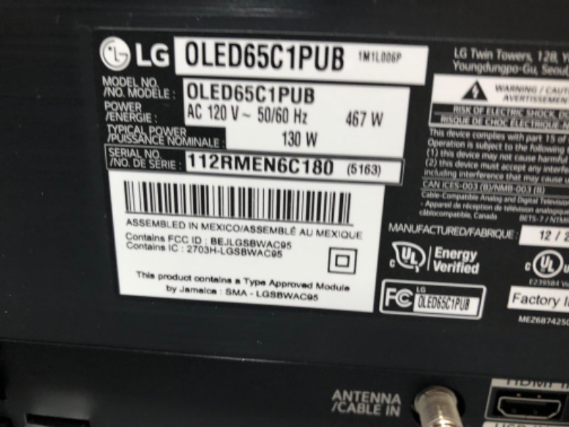 Photo 8 of LG OLED C1 Series 65” Alexa Built-in 4k Smart TV (3840 x 2160), 120Hz Refresh Rate, AI-Powered 4K, Dolby Cinema, WiSA Ready, Gaming Mode (OLED65C1PUB, 2021)
